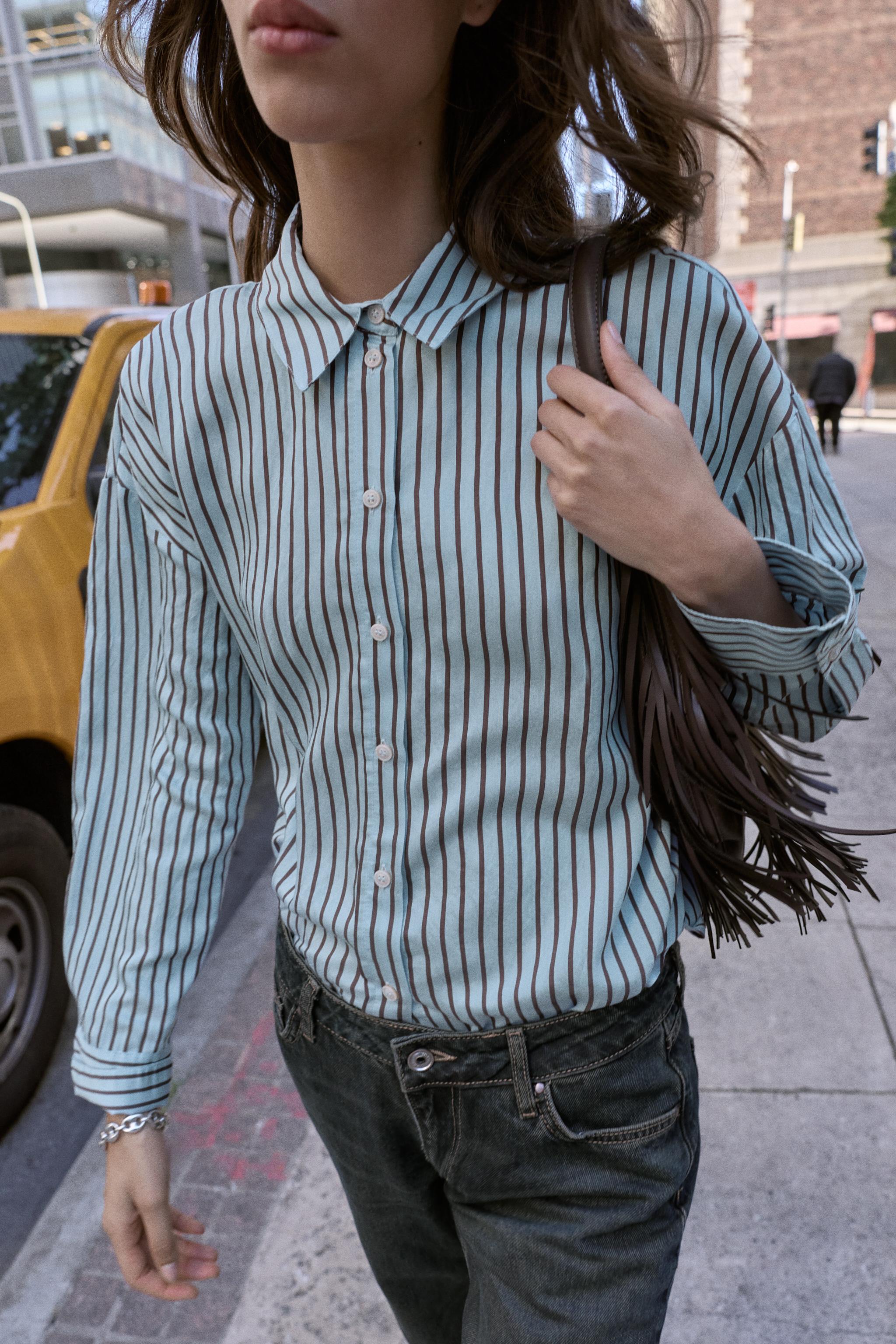 OVERSIZED STRIPED POPLIN SHIRT